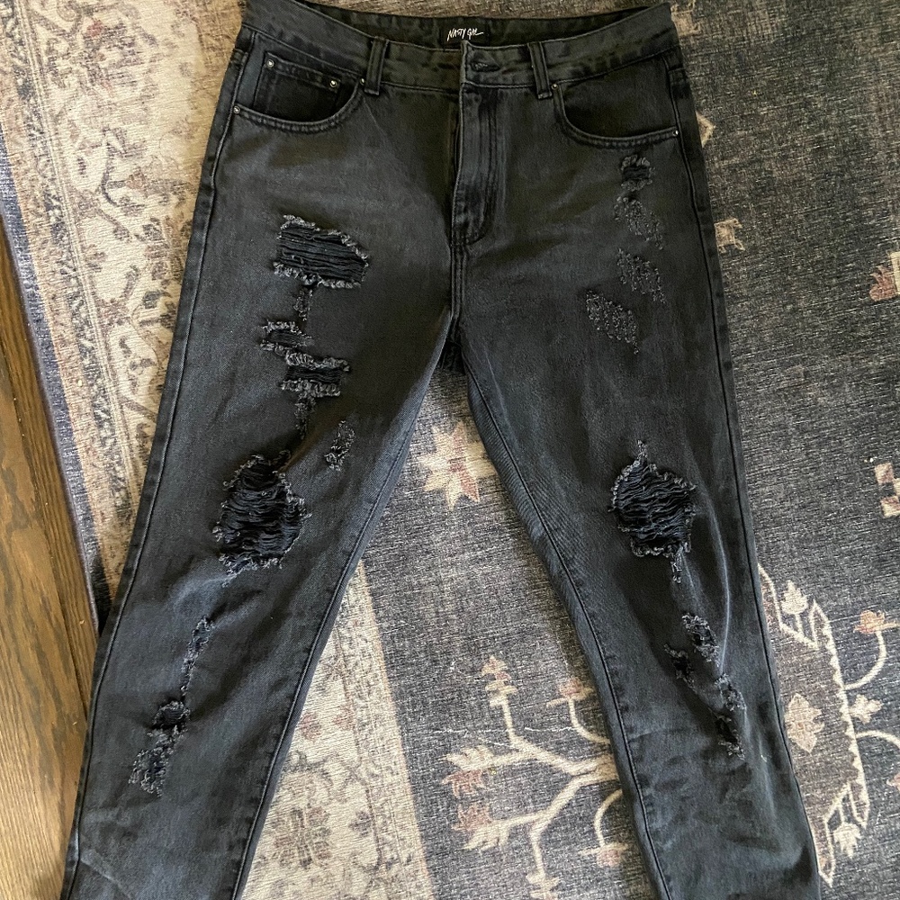 Distressed black jeans size 10